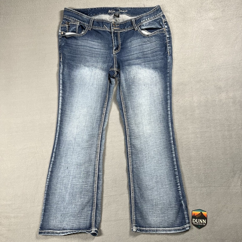 Ariya Jeans Womens 18 Blue Bootcut Mid Rise Flap Pockets Stretch Y2K Denim